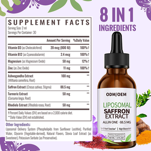 Kosher safran özü sıvı takviyesi doğal organik lipozomal safran damlaları - Product Image 3