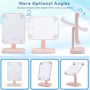 Miroir de maquillage en bois de houx rechargeable portable capteur tactile miroir cosmétique professionnel adapté aux voyages pour artistes acteurs - Product Image 2