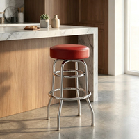 Tabouret de bar moderne en similicuir tufté géométrique, chaise de comptoir pivotante réglable avec dossier incurvé, base en métal, chaise de salle à manger avec repose-pieds