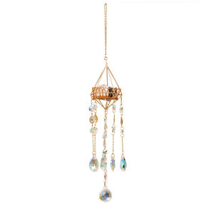 Original Stone Crystal Wind Bell com Golden Air <span class=keywords><strong>Frame</strong></span> Pendant <span class=keywords><strong>Suncatcher</strong></span> para decoração do pátio - Product Image 4
