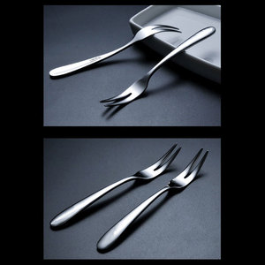 Stainless Steel Fruit Fork 304 Food Grade Dessert Fork Two Pronged Cake Mooncake Fork Household Use - Product Image 3