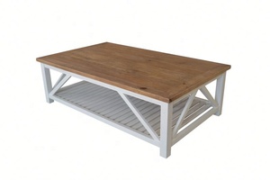 Mesa de centro rectangular para sala de estar, <span class=keywords><strong>parquet</strong></span> de madera maciza reciclada, rústica, Vintage, antigua, Provincial, francesa, 2017 - Product Image 4