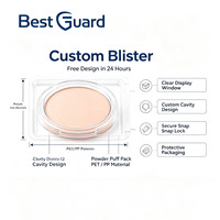 Emballage blister personnalisé, insert en plastique PET, recyclable, Best Guard, palette de maquillage, poudre compacte, transparent, à charnière