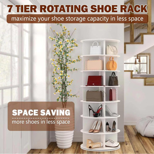 <span class=keywords><strong>Meuble</strong></span> à chaussures <span class=keywords><strong>rotatif</strong></span> DIY en PP, pleine hauteur, rotation à 360 degrés - Product Image 4