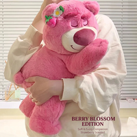 Oreiller en peluche super doux et confortable en forme d'ours fraise rose mignon de dessin animé, idéal pour canapé, cadeau d'anniversaire - Vente chaude