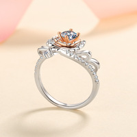 Bague de promesse de mariage AZ372-J de luxe en argent sterling 925, forme rose, bijoux fins, diamant Moissanite 0,5 ct, pour femme, cadeau