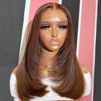 Perruque Lace Front HD Brésilienne 13*4 sans colle, coupe dégradée, facile à porter, pour femmes noires