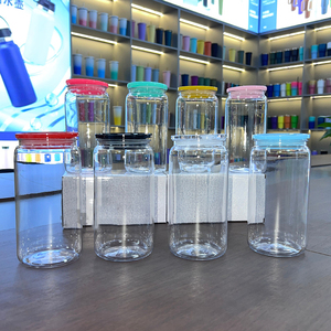 Khuyến mãi đặc biệt Ly uống nước nhựa tái sử dụng 16oz cho trẻ em, kiểu lọ Mason, chất liệu PP Acrylic, kèm nắp tre và ống hút - Product Image 4