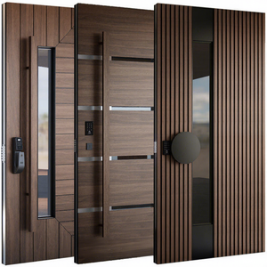 Puerta Doble de Entrada Moderna con Acabado de Madera, Aislamiento Térmico, para Vestíbulo, Hotel o Uso Comercial - Product Image 1
