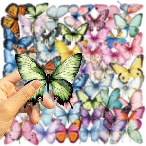 50PCS Factory Hot Sale Wasserdichtes PET Transparent Bunter Schmetterlings aufkleber - Product Image 5