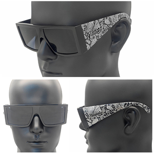 Vintros Old School Chicano Lunettes de soleil carrées surdimensionnées Rétro Hardcore Gangsta Hip Hop Street Style UV400 Cadre épais Matériel PC - Product Image 4