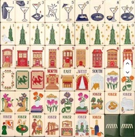 Ensemble de jeu de Mahjong en acrylique personnalisé en gros, thème NYC, taille réelle, tuiles mélangées à la main, portable et durable pour les voyages