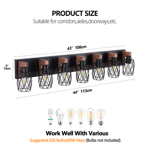 Luminaires <span class=keywords><strong>de</strong></span> <span class=keywords><strong>salle</strong></span> <span class=keywords><strong>de</strong></span> <span class=keywords><strong>bain</strong></span> en <span class=keywords><strong>bois</strong></span> à 7 lumières au-dessus du miroir, lampes <span class=keywords><strong>de</strong></span> vanité industrielles noires avec abat-jour en métal, éclairage <span class=keywords><strong>de</strong></span> <span class=keywords><strong>salle</strong></span> <span class=keywords><strong>de</strong></span> <span class=keywords><strong>bain</strong></span> rustique - Product Image 4