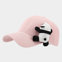 Gorra de Béisbol de 6 Paneles con Estampado de Panda de Dibujos Animados, Bordado 3D, Algodón Suave, Estilo Hip Hop, Tela Común para Uso Diario de Niños