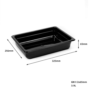 ถาด GN ขนาด 1/2  65 มม. ลึก 2.5 นิ้ว ความจุ 4.1QT 3.9 ลิตร ครึ่งขนาด สีดำ ทำจากพลาสติก สำหรับงานจัดเลี้ยง - Product Image 2