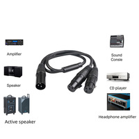 Mikrofon XLR konektor wanita ke kabel pemisah Audio konektor pria XLR ganda