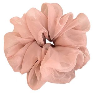 ยางมัดผมผ้าชีฟองเนื้อนุ่ม สีพื้น ผ้าตาข่ายอเนกประสงค์ ยางมัดผมออร์แกนซ่าขนาดใหญ่ สำหรับผู้หญิง - Product Image 6