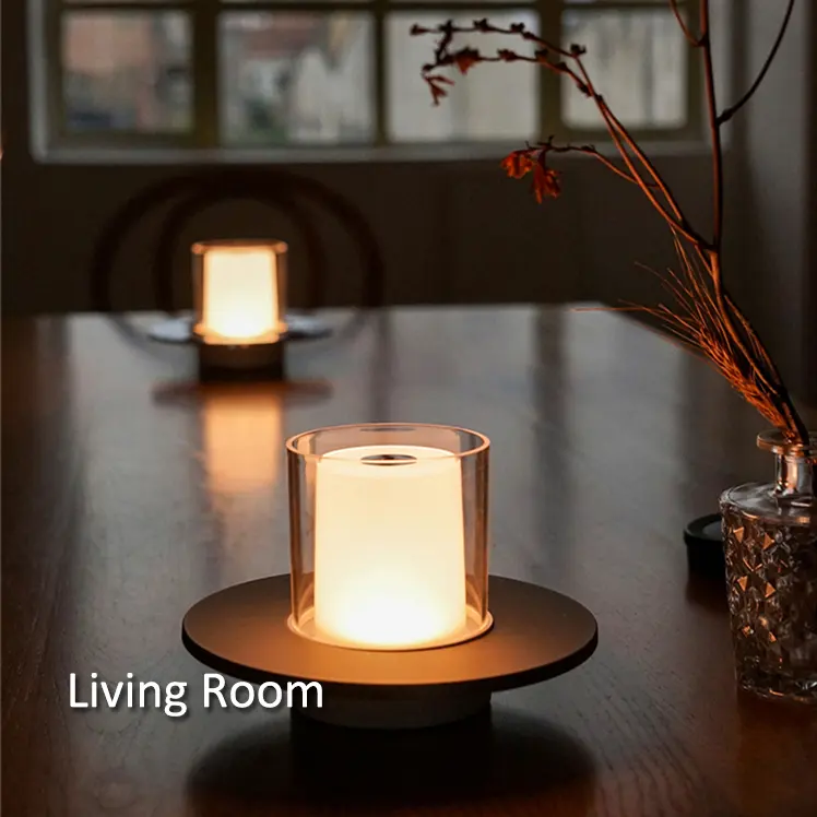 Metal Modern Li-Battery Rechargeable Table Lamp Light Touch Dimmable Candle Light Decorative Ambient Flameless LED Candle Lamp