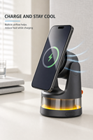 Pengisi Daya Nirkabel Magnetik 5-in-1 dengan Kipas Pendingin Terintegrasi + Lampu Malam LED yang Dapat Diredupkan, Dock Pengisian Daya Multi-Perangkat untuk iPhone, Samsung