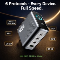 Chargeur GaN3 durable 148W avec affichage LED 4 ports, 3C1A USB-C PD, charge ultra rapide, certifié CE FCC RoHS, livraison directe prise en charge