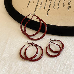 ต่างหูหยดน้ำมันสีแดงสุดอินเทรนด์ต่างหูห่วงวงกลมต่างหูดีไซน์เกินจริงต่างหูเครื่องประดับบุคลิกภาพของขวัญขายส่ง - Product Image 3