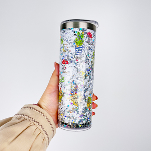 Snowglobe-vaso con pajitas de metal y tapas deslizantes para beber, vaso de acero inoxidable liso con sublimación en blanco, 20oz - Product Image 5