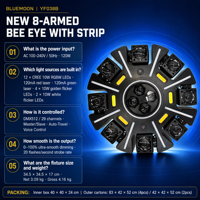 Projecteur de scène LED RGBW 8 bras Bee Eye avec laser DJ, stroboscope et faisceau DMX512 pour boîte de nuit/KTV