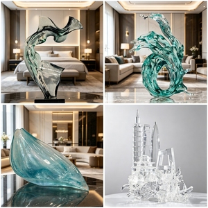 CP040 Moderna Scultura Astratta Antigraffio a Forma di Monumento, in Resina, con <span class=keywords><strong>Ali</strong></span> Verticali a Strisce Intrecciate, Ornamento da Tavolo per Villa - Product Image 2