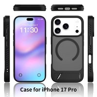 Nouvelle coque de téléphone en PC TPU mat avec support magnétique pliable en métal, protection intégrale antichoc pour iPhone 18 Pro/17 Pro/16/15