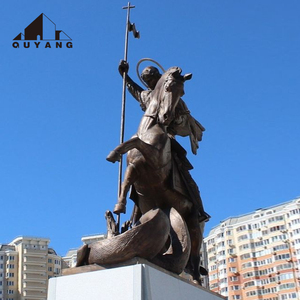 QUYANG ที่กําหนดเองสไตล์ตะวันตกขนาดใหญ่ที่มีชื่อเสียงโลหะนักรบสําริดทองเหลืองเซนต์จอร์จประติมากรรมฆ่ายังกร - Product Image 3