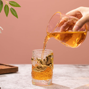 Hecho a mano en relieve oro tenglong taza de té de cristal resistente al calor maestro solo juego de Kung Fu - Product Image 4