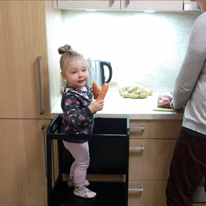 Taburete de Cocina para Niños Pequeños, Torre de Aprendizaje de Madera con Altura Ajustable y Patas Antideslizantes, para Sala de Estar y Escuela, Color Blanco - Product Image 4