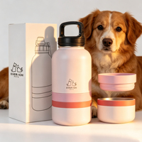 Bouteille d'eau isotherme portable 2-en-1 de 950 ml en acier inoxydable avec logo personnalisé et gamelle pour chien, idéale pour les voyages et les activités de plein air