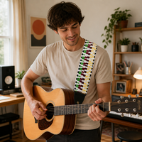 Sangle Jacquard Rayée Personnalisée en Polyester/Coton Écologique et Durable 50mm pour Équipement Musical, Sangle de Guitare, Ceinture de Sac, Lacet de Chaussure, DIY