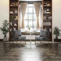 VINGLI Ensemble de 2 fauteuils d'appoint modernes du milieu du siècle, petits fauteuils rembourrés confortables et peu encombrants, accoudoirs en bois, pieds en métal
