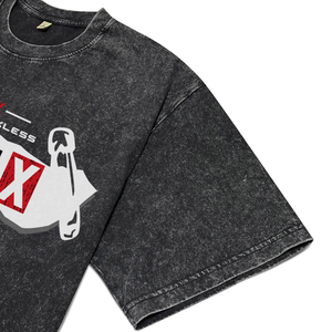 Camisetas de algodón transpirables con estampado de letras y cuello redondo para hombre, estilo urbano, lavado ácido negro, teñido en prenda, manga corta, para venta al por mayor - Product Image 5