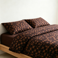 Ensemble complet certifié OEKO-TEX, doux pour la peau, design géométrique vintage moderne couleur chocolat, 100 % coton à fibres longues, 400 fils au pouce carré, imprimé