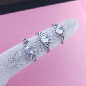 Bagues en argent micro-incrustées de zircon pour femmes, style coréen populaire, avec pierres précieuses et strass, lot mixte de bijoux - Product Image 3