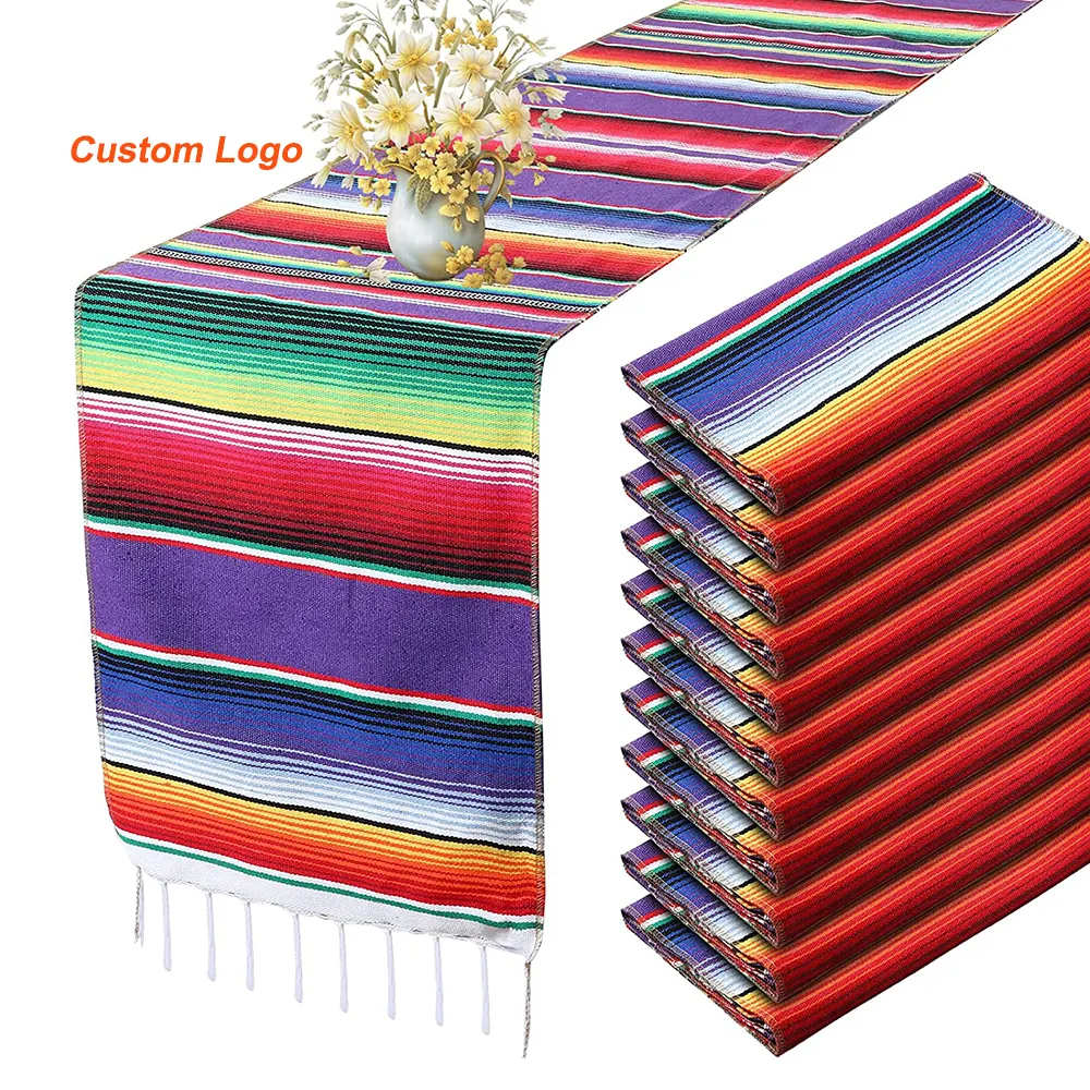 Helaku Mexican Table Runner Mexican Serape Table Runners for Mexican Theme Party Decorations One Pack 14x108inches 