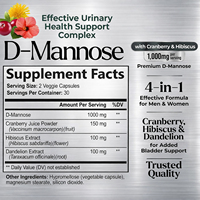 Capsules de D-Mannose de première qualité avec extrait de canneberge pour le soutien des voies urinaires, complément alimentaire pour adultes