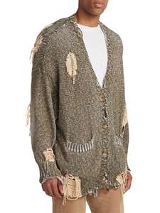 <span class=keywords><strong>Suéter</strong></span> con agujeros rasgados Últimos diseños para hombres Abrigos de viento Cárdigan de lana Abrigo con botones - Product Image 5