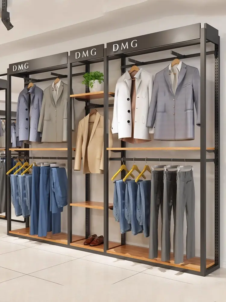 High-end men's clothing store clothing store display rack shelves floor-standing mall brand business men's clothing racks