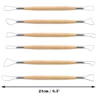LISI Lot de 6 pièces de ruban d'argile à manche en bois double face pour la sculpture de cire en céramique, fournitures d'art.
