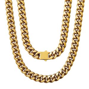 Kalung Fashion Perhiasan Anti Air Rantai Cuban Baja Tahan Karat Hip Hop Lapis Emas 14k 18k Rantai Cuban Link Miami untuk Pria - Product Image 5