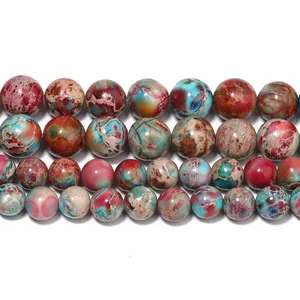 Cuentas Redondas de Jaspe Natural de Sedimento Marino, Color Rojo Imperial, Modelo F19217, para Fabricación de Joyería, Collar Hecho a Mano, 6/8mm, KUOYU - Product Image 6