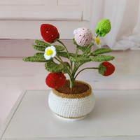 Tanaman Pot Stroberi Rajut Desain Unik, Bunga Buatan dari Wol, Dekorasi Rumah, Hadiah Valentine, Mendukung Grosir Kustom