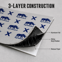 RynoGuard Tapis insonorisant léger en butyl pour voiture, feuille d'amortissement pour isolation acoustique automobile
