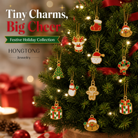 Hongtong Vintage Gold Plated Stainless Steel Christmas Santa Claus Red Hat Cute High Quality Delicate Wholesale Charms Pendants