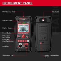 Multimètre numérique intelligent portable, portée automatique, affichage à 3 chiffres, 10A True RMS AC/DC 600V CAT II