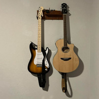 Rak Gitar Kayu Solid untuk Dinding dengan Rak & Gantungan untuk Penyimpanan & Pajangan di Rumah/Studio